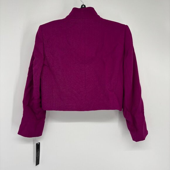 Tahari ASL Women's Asymmetric Envelope-Collar Lined Wrap Jacket Magenta 6 NWT - Picture 3 of 6